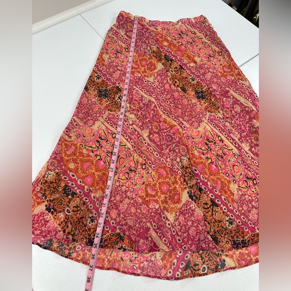 Napa Valley Paisley Midi Skirt Pink Orange Vintage Y2K Whimsical Fae Fairy Sz 12 - Picture 6 of 11